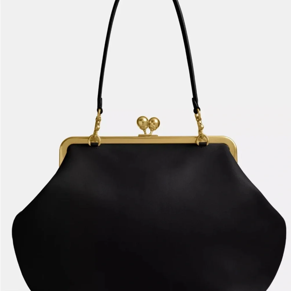 Coach Black Leather Shoulder Bag with Gold Accents - Picture 6 of 6